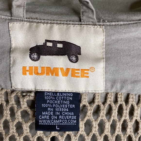 Humvee Hummer Utility Safari Hunting Tactical Vest Drab Brown Lg - Picture 2 of 11
